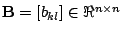 $\mathbf{B}=[b_{kl}]\in \Re^{n\times n}$