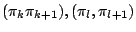 $(\pi_k \pi_{k+1}), (\pi_l,
\pi_{l+1})$