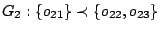 $G_2: \{o_{21}\} \prec
\{o_{22},o_{23}\}$